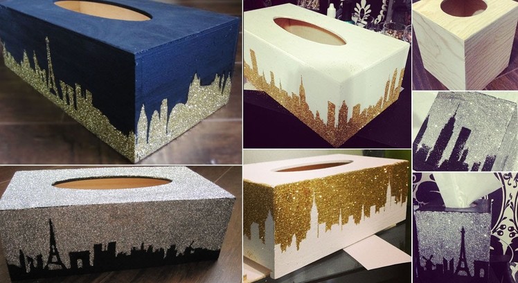 DIY Glitter Design Tissue Box