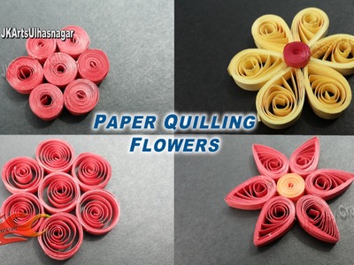 Easy 4 Paper Quilling Flowers  For beginners | How to make | JK Easy Craft 129
