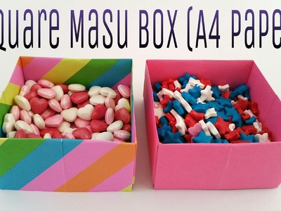 How to make a "Square Masu Box" using  A4  paper - Useful Origami Tutorial