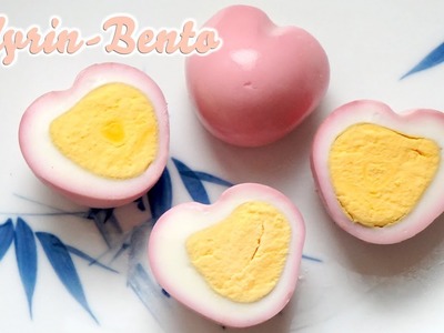 How to make heart shaped pink hard boiled eggs for your bento ! - Perfect for easter too (stfr)