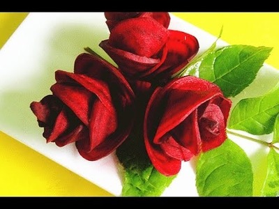 How to Make Red Rose Beet Flower | Vegetable Carving Garnish | Sushi Garnish | Food Decoration