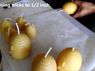 Making beeswax candles with homegrown beeswax