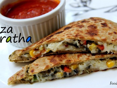 Pizza Paratha Recipe-Indian Veg Brunch  breakfast recipes and kids lunch box snack idea