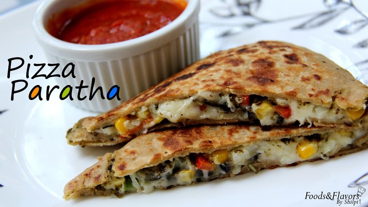Pizza Paratha Recipe-Indian Veg Brunch  breakfast recipes and kids lunch box snack idea