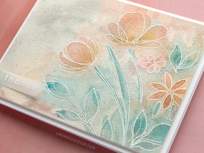 Soft Watercolor with Heat Embossed Flowers