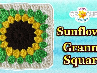 Sunflower Granny Square Crochet - Pattern Tutorial & How To