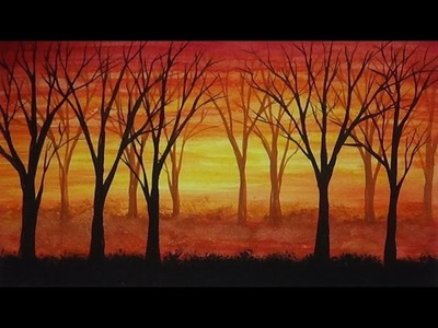 Sunset and Trees Painting - Watercolour Painting