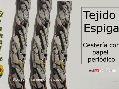 Tejido espiga cestería con papel periódico - Basketry woven herringbone with newspaper