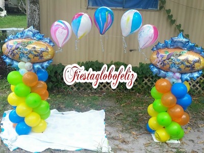 Como hacer un arco de skylanders hecho con globos_how to make a arc made with balloons skylanders