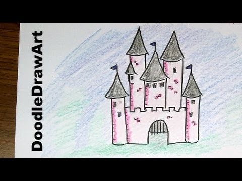 Drawing: How To Draw Cartoon Castle [HD] Step by Step drawing lesson for kids!  Easy and fun