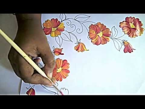 Fabric Painting- bed sheet Painting-corner designs