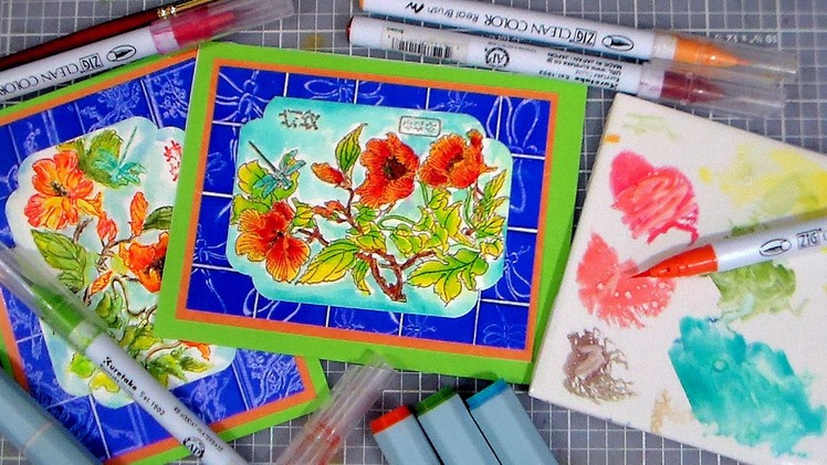 Faux Tiles & Watercolor Marker Tips. STAMP SCHOOL