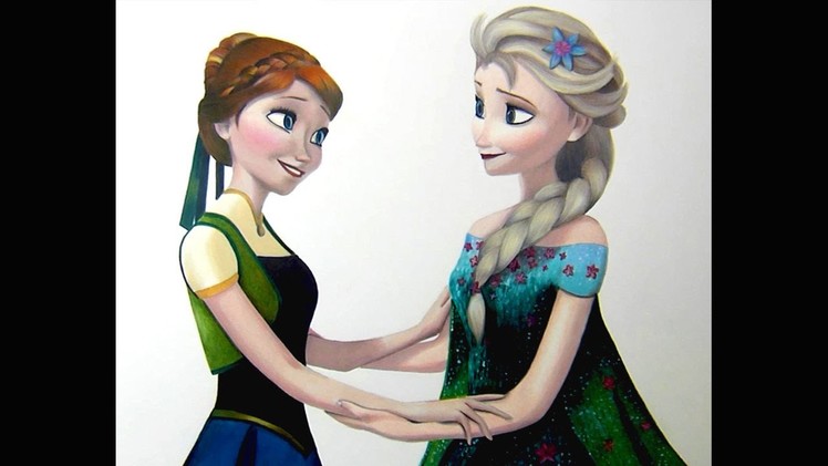 How I Draw Elsa and Anna, Frozen fever drawing