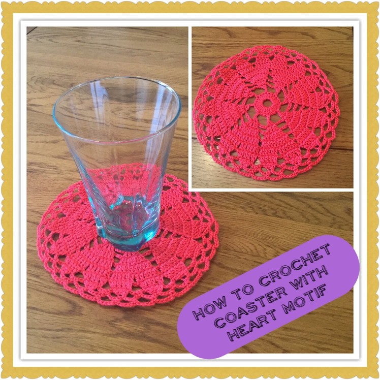 How to crochet coaster with heart motif