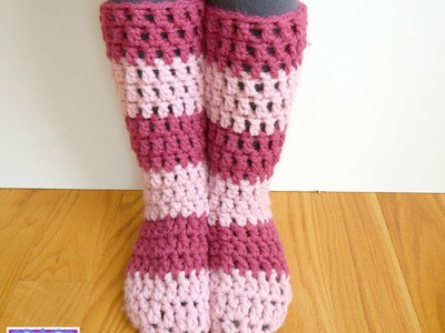 How to crochet the Strawberry Blossom Slipper Socks, Episode 301