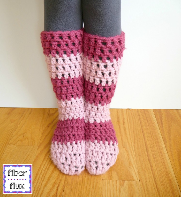 How to crochet the Strawberry Blossom Slipper Socks, Episode 301