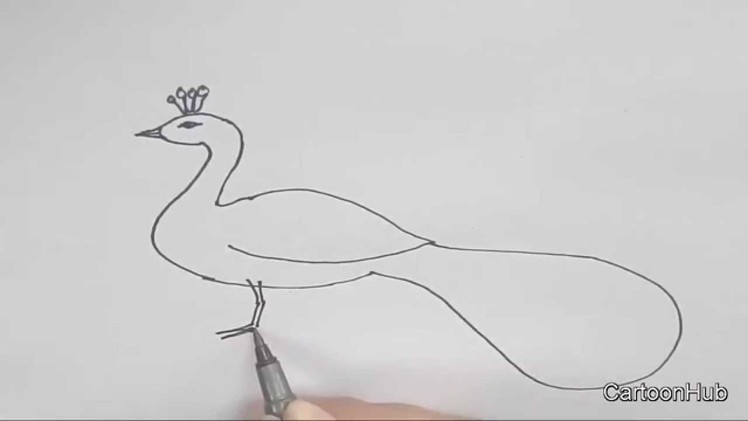 How to draw a Peacock -in easy steps for children, kids, beginners,Step by step.