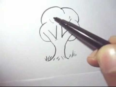 How to draw a tree fast and simple steps
