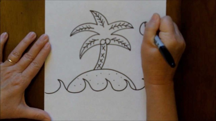 How to Draw an Island with a Palm Tree Step by Step