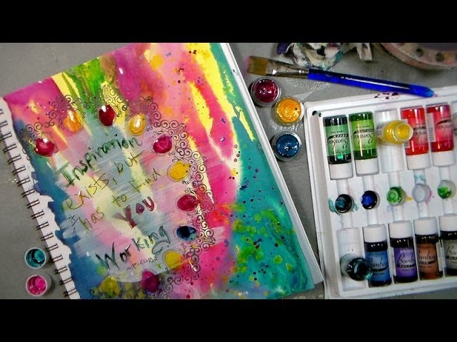 Mixed media fun: Pouring Paint & Stamping Gear tips!