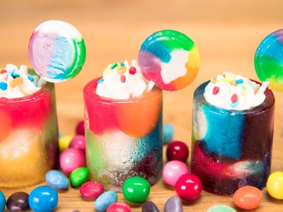 Rainbow Candy Cups with Skittles Soda  from Cookies Cupcakes and Cardio