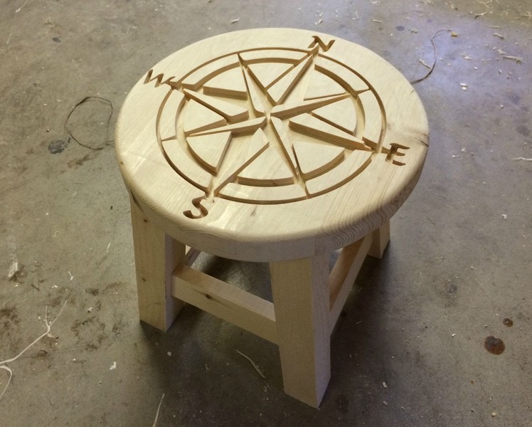 Simple Step Stool with CNC Carved Top