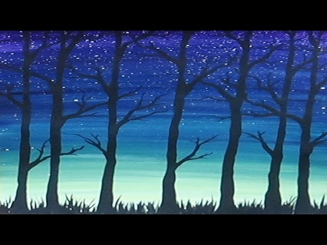 Acrylic Painting - Simple Trees Silhouette