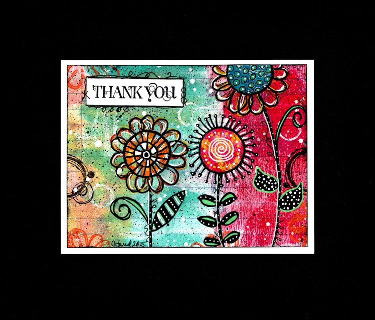 Doodled Flowers Thank You Card