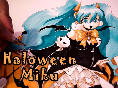 Drawing Halloween Hatsune Miku with Copic Markers