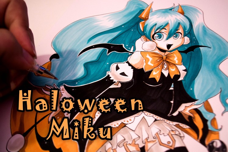 Drawing Halloween Hatsune Miku with Copic Markers