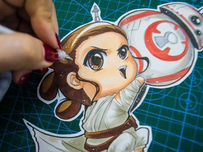Drawing Rei and BB8 Chibi from Star Wars