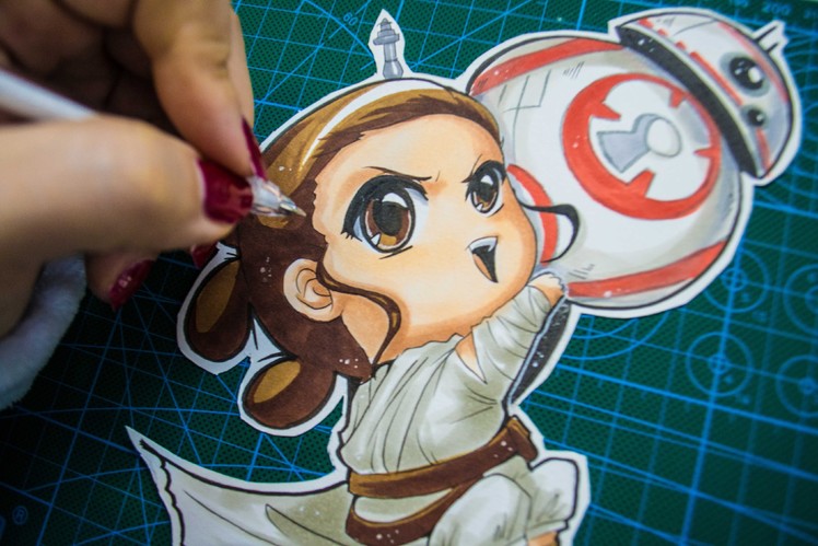 Drawing Rei and BB8 Chibi from Star Wars