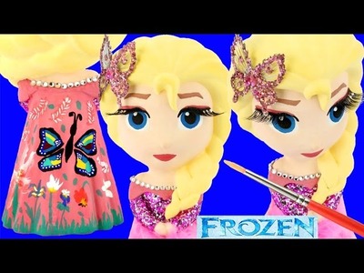 FROZEN ELSA DRESS Paint Your Own Glitter Butterfly Feathers Flowers How-To Costume Figurine Toys