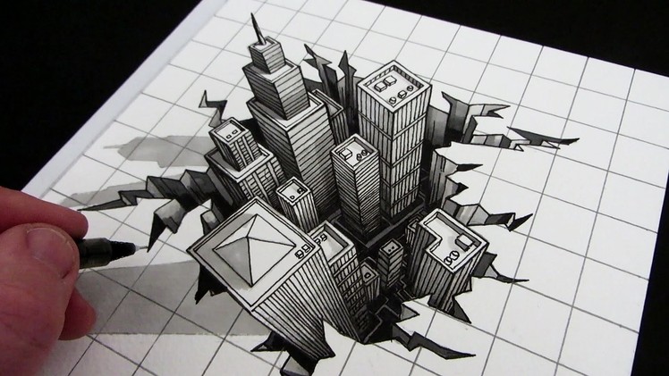 How to Draw a Hole: 3D City Optical Illusion