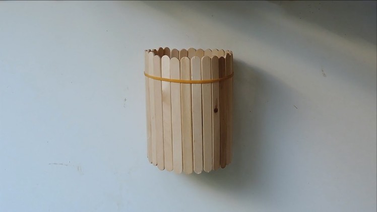 How To Make A Popsicle Stick Pencil Holder. (Full HD)