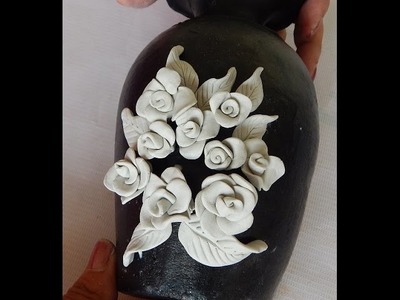 Pot painting how to make rose embossing