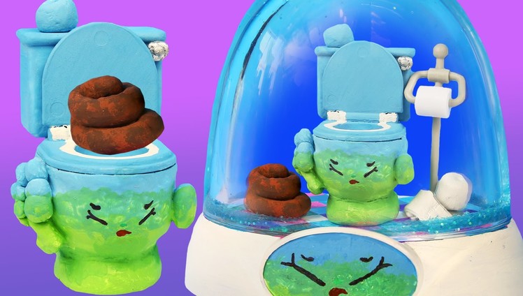 SQUEEZY POO SHOPKINS TOILET GLITTER GLOBE Make Your Own Toilet Paper Roll Paint Clay Brown Poop