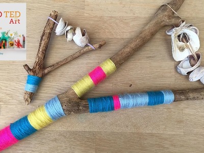 Yarn Wrapped Shell & Drift Wood Rattles (Nature Crafts for Kids)