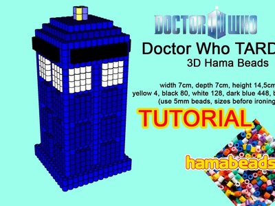3D Hama Beads Doctor Who TARDIS tutorial pattern Pyssla perler beads