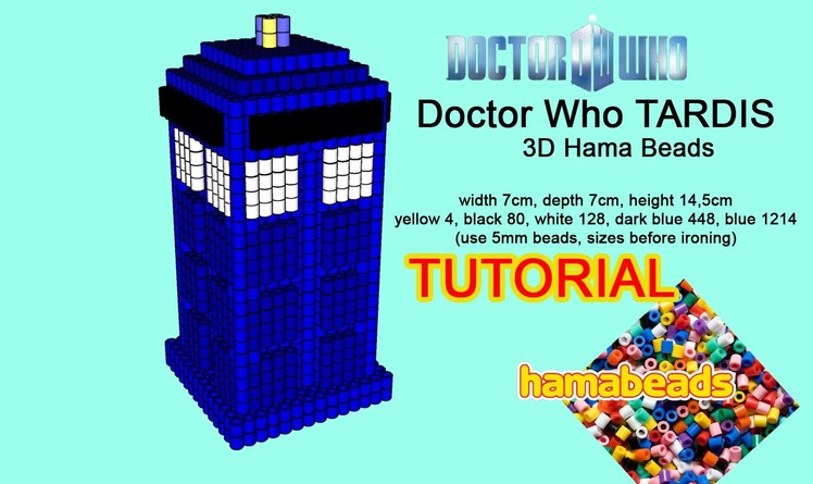 3D Hama Beads Doctor Who TARDIS tutorial pattern Pyssla perler beads