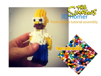 3D Homer Simpson Pyssla Hama Beads perler beads assembly