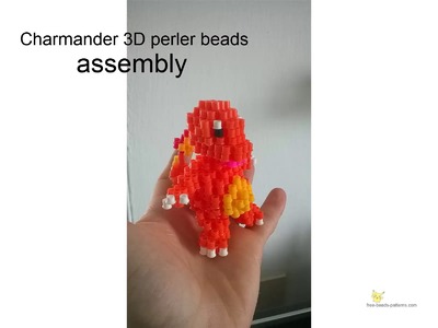 3D perler beads Pokemon Charmander tutorial assembly Hama Beads Pyssla