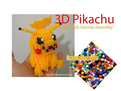 3D Pikachu Pokemon perler beads Hama Beads tutorial assembly