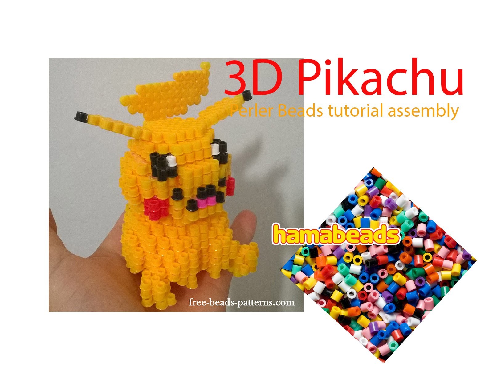 3d Pikachu Pokemon Perler Beads Hama Beads Tutorial Assembly