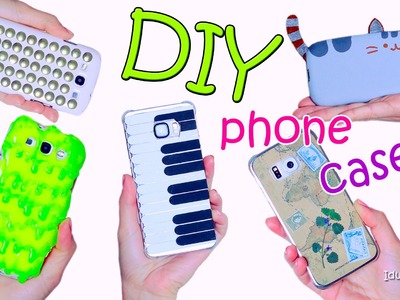5 DIY Phone Case Designs  – How To Make Slime, Pusheen, Piano, Map and Studded Phone Covers