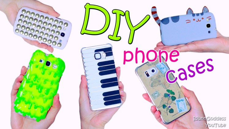 5 DIY Phone Case Designs  – How To Make Slime, Pusheen, Piano, Map and Studded Phone Covers