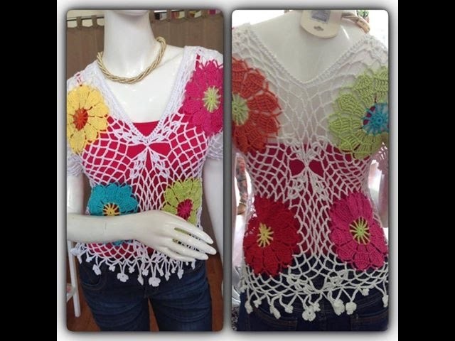Como tejer Blusa Flores By Petus en crochet 1a. Parte