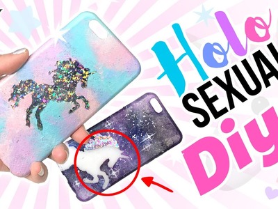DIY HOLOSEXUAL Unicorn Phone Cases using Nail Art Techniques!! DIY Galaxy Phone Case