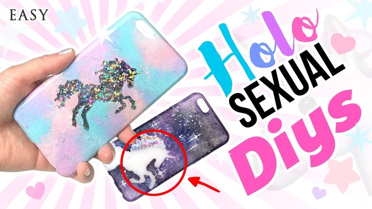 DIY HOLOSEXUAL Unicorn Phone Cases using Nail Art Techniques!! DIY Galaxy Phone Case