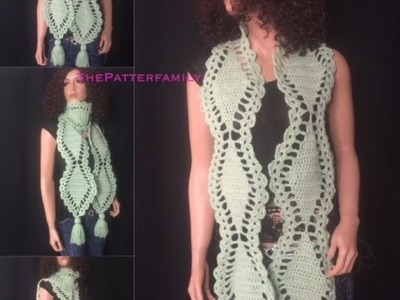 How to Crochet Diamond Scarf with a Lace Edging Pattern #53│by ThePatterfamily